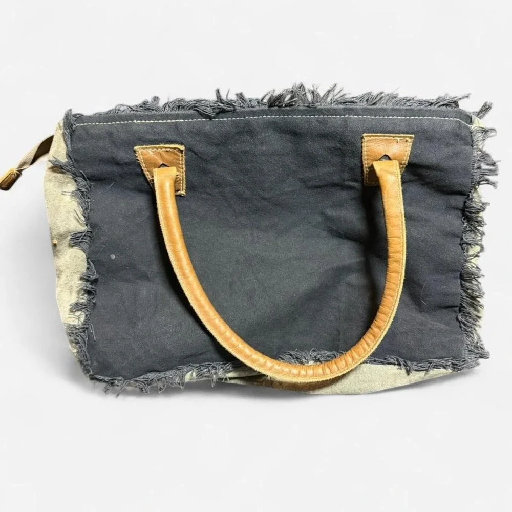 Bhrayna‎ Upcycled Leather Western Cow Hide Tote Bag